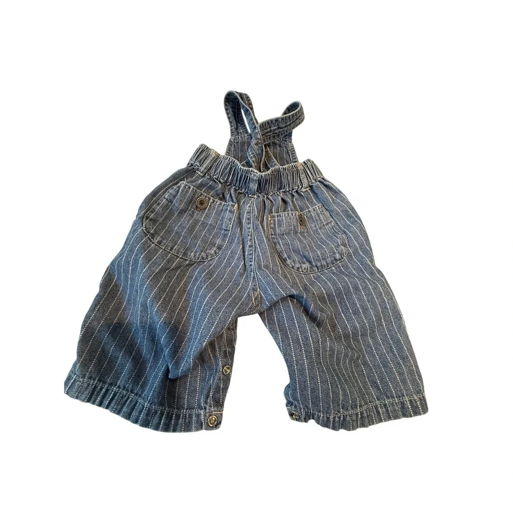 Ralph Lauren‎ Kids Blue Hickory Stripe Denim Overalls 3-6M
